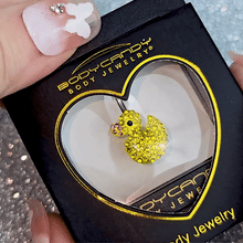 将图片加载到图库查看器，Sydney Belle Girlfriend Collection Yellow Pink CZ Gem Rubber Duck Ducky Belly Ring
