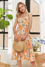 Load image into Gallery viewer, Smocked Back Floral Adjustable Strap Midi Dress  For Women – Feminine, Floral, Fluttering, Comfortable Midi Dress
