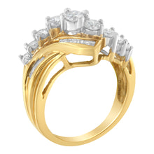 Load image into Gallery viewer, 10K Two-Toned Diamond Bypass Ring (1 Cttw, H-I Color, SI2-I1 Clarity) - Size 6-1/2

