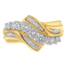 Load image into Gallery viewer, 10K Two-Toned Diamond Bypass Ring (1 Cttw, H-I Color, SI2-I1 Clarity) - Size 6-1/2

