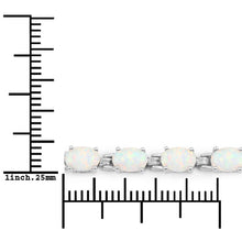 Load image into Gallery viewer, 3.50 Carat Genuine Created Opal .925 Sterling Silver Bracelet
