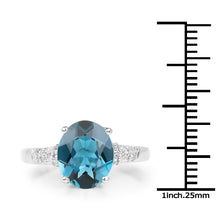 将图片加载到图库查看器，2.64 Carat Genuine London Blue Topaz and White Topaz .925 Sterling Silver Ring
