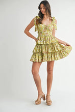 将图片加载到图库查看器，Floral Print Shoulder Tie Layered Mini Dress For Women – Fresh Floral Design, Fluttering Adjustable Shoulder Tie, Layered Mini Dress, Trendy Summer Outfit
