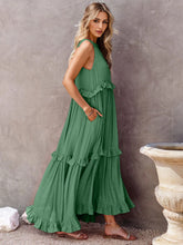 Load image into Gallery viewer, Romantic Ruffled Sleeveless Tiered Maxi Dress with Pockets Elegant &amp; Chic Statement Beautiful Design Dress
