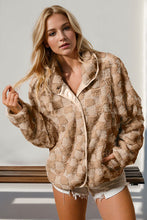 将图片加载到图库查看器，Double Take Checkered Long Sleeve Fuzzy Jacket Cozy &amp; Trendy Outerwear For Women
