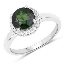Load image into Gallery viewer, 1.92 Carat Genuine Chrome Diopside and White Topaz .925 Sterling Silver Ring
