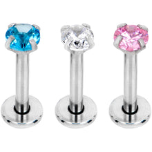 Load image into Gallery viewer, 5/16 Clear Pink Blue Gem Internally Threaded Pack Set of 6 Labret Monroe
