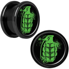 将图片加载到图库查看器，Green Grenade Black Anodized Screw Fit Plug Set 5/8
