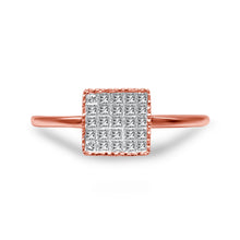 Load image into Gallery viewer, 10K Rose Gold 1/3 Cttw Invisible Set Princess Cut Diamond Composite Square Shape Ring for Women (H-I color, I1-I2 clarity) - Size 7
