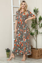 将图片加载到图库查看器，Floral Round Neck Short Sleeve Maxi Tee Dress – Casual and Comfortable Floral Maxi Dress with Relaxed Fit and Short Sleeves
