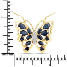 将图片加载到图库查看器，2.94 Carat Genuine Blue Sapphire and White Zircon .925 Sterling Silver Necklace
