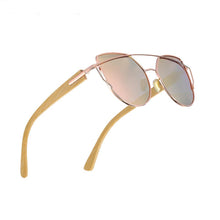 将图片加载到图库查看器，Modern Cat Eye Sunglasses for Women Polarized Sunglasses with metal frame and natural Bamboo wood frame Fashion Style
