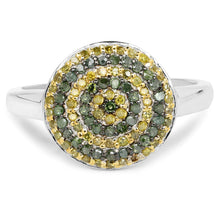Load image into Gallery viewer, 0.39 Carat Genuine Green Diamond and Yellow Diamond .925 Sterling Silver Ring
