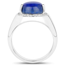 Load image into Gallery viewer, 5.52 Carat Genuine Lapis and White Zircon .925 Sterling Silver Ring
