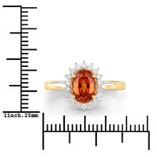 将图片加载到图库查看器，1.87 Carat Genuine Spessartite Garnet and White Diamond 14K Yellow Gold Ring
