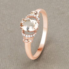 Load image into Gallery viewer, 0.75 Carat Genuine Morganite and White Diamond 14K Rose Gold Ring
