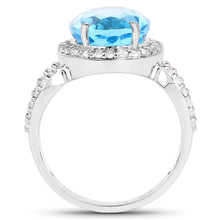 Load image into Gallery viewer, 6.03 Carat Genuine Swiss Blue Topaz &amp; White Topaz .925 Sterling Silver Ring
