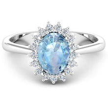 将图片加载到图库查看器，1.62 Carat Genuine Aquamarine and White Diamond 14K White Gold Ring
