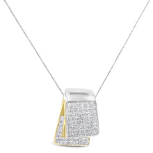 Load image into Gallery viewer, 14K White and Yellow Gold 2.0 Cttw Princess Cut Diamond Two Tone Foldover Box Pendant 18â€ Box Chain Necklace (H-I Color, SI1-SI2 Clarity)
