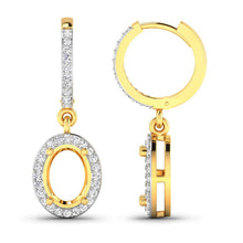 Load image into Gallery viewer, 0.32 Carat Genuine White Diamond 14K Yellow Gold Semi Mount Earrings - holds 8x6mm Oval Gemstones
