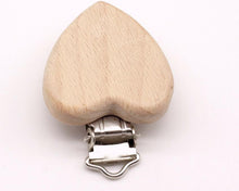 将图片加载到图库查看器，Modern Wood Naural Nipple Chain Accessories BPA Free Cute Modelling Beech Pacifier Clip Small Elephant Heart-shaped Holder for Pacifier
