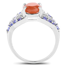 Load image into Gallery viewer, 3.06 Carat Genuine Peach Moonstone and Tanzanite .925 Sterling Silver Ring
