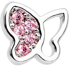 Load image into Gallery viewer, 20G 1/4 Pink CZ Gem Butterfly L Shaped Nose Ring
