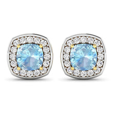 Load image into Gallery viewer, 1.95 Carat Genuine Aquamarine and White Diamond 14K Yellow Gold Earrings
