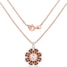 Load image into Gallery viewer, 18K Rose Gold Plated 1.61 Carat Genuine Morganite, Smoky Quartz and White Zircon .925 Sterling Silver Pendant
