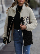 Load image into Gallery viewer, Unique Autumn Leopard Color Block Zip-Up Jacket Trendy Lightweight Jacket with Pockets Charming Winter Jacket
