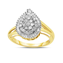将图片加载到图库查看器，14K Yellow and White Gold 1.00 Cttw Round and Baguette-Cut Diamond Ballerina Cocktail Ring (H-I Color, SI2-I1 Clarity)
