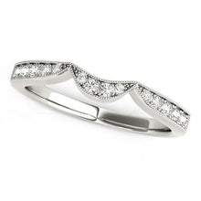 Load image into Gallery viewer, 14k White Gold Milgrained Curved Wedding Diamond Band (1/6 cttw)
