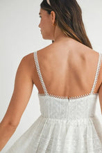 将图片加载到图库查看器，Eyelet Lace Babydoll Mini Cami Dress – Feminine Eyelet Lace Dress, Fluttering, Bohemian Babydoll Silhouette, Breezy Summer Dress, Casual Day Out Dress
