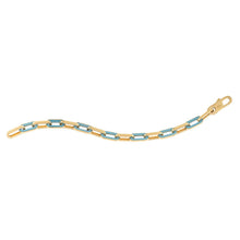 Load image into Gallery viewer, 14k Yellow Gold Turquoise Paperclip Gem Link Bracelet (7.00 mm)

