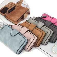 Load image into Gallery viewer, Vintage Faux Leather Long Wallet – Trifold Credit Card Holder with Snap &amp; Zipper
