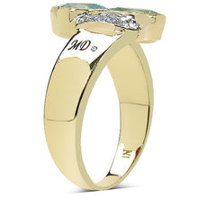 Load image into Gallery viewer, 14K Yellow Gold Plated 1.86 Carat Genuine Blue Topaz, White Topaz &amp; White Diamond .925 Sterling Silver Ring
