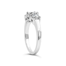 Load image into Gallery viewer, 14K White Gold 1/2 Cttw Miracle Set Round Lab Grown Diamond Three Stone Illusion Plate Ring (F-G Color, VS1-VS2 Clarity) - Ring Size 7
