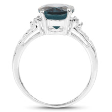 将图片加载到图库查看器，2.64 Carat Genuine London Blue Topaz and White Topaz .925 Sterling Silver Ring
