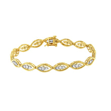 Load image into Gallery viewer, 10K Yellow Gold Plated .925 Sterling Silver 1 cttw Prong Set Round-Cut Diamond Link Bracelet (J-K Color, I1-I2 Clarity) - 7.25"
