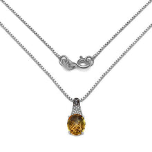 Load image into Gallery viewer, 4.50 Carat Genuine Citrine, Champagne Diamond &amp; White Diamond .925 Sterling Silver Pendant
