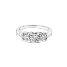 Load image into Gallery viewer, 14K White Gold 1/2 Cttw Miracle Set Round Lab Grown Diamond Three Stone Illusion Plate Ring (F-G Color, VS1-VS2 Clarity) - Ring Size 7
