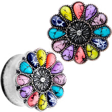 Load image into Gallery viewer, Southwestern Pinwheel Flower Double Flare Plug Set Set 2G to 22mm
