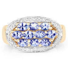 Load image into Gallery viewer, 14K Yellow Gold Plated 1.70 Carat Genuine Tanzanite .925 Sterling Silver Ring
