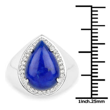 Load image into Gallery viewer, 5.52 Carat Genuine Lapis and White Zircon .925 Sterling Silver Ring

