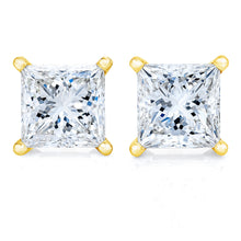 Load image into Gallery viewer, 14K Yellow Gold 1/4 Cttw Princess-Cut Square Near Colorless Diamond Classic 4-Prong Solitaire Stud Earrings (H-I Color, I1-I2 Clarity)
