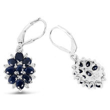 Load image into Gallery viewer, 3.94 Carat Blue Sapphire and White Zircon .925 Sterling Silver Earrings
