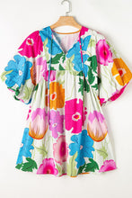 Load image into Gallery viewer, Modern Floral Print Tie Neck Dress Elegant &amp; Timeless Colorful Dress
