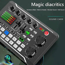 Load image into Gallery viewer, F998 Live Sound Card Audio Mixer Podcast Audio Interface with DJ Mixer Effects
