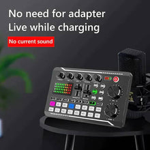 Load image into Gallery viewer, F998 Live Sound Card Audio Mixer Podcast Audio Interface with DJ Mixer Effects
