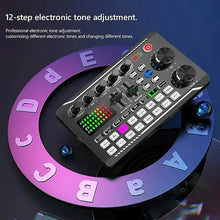 Load image into Gallery viewer, F998 Live Sound Card Audio Mixer Podcast Audio Interface with DJ Mixer Effects
